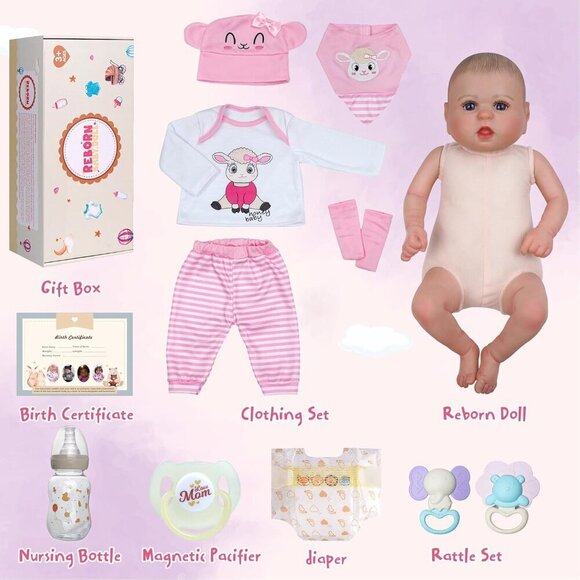 🆕20inch Soft Cloth Body Newborn Baby Poseable Limbs Bailyn Doll Baby Girl - Picture 8 of 8